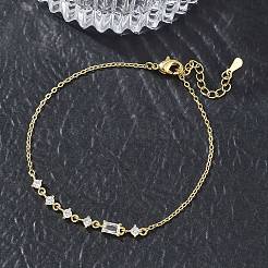 Brass Micro Pave Clear Cubic Zirconia Link Bracelets&nbsp;BJEW-E114-01C-G