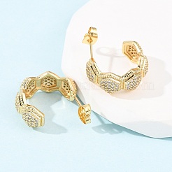 Brass Micro Pave Cubic Zirconia Stud Earrings&nbsp;EJEW-B153-03G