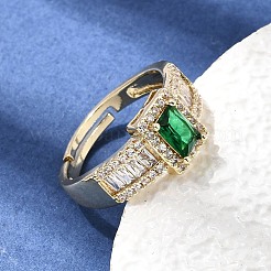 Brass Micro Pave Clear Cubic Zirconia Cuff Open Rings&nbsp;CU-CBA5C10-14G