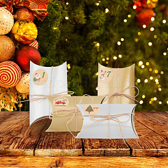 24Pcs Pillow Foldable Creative Christmas Paper Candy Box with Cord&nbsp;CON-WH0089-06