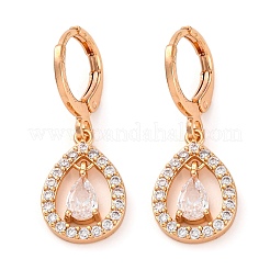 Brass Micro Pave Clear Cubic Zirconia Leverback Earrings&nbsp;EJEW-K300-59G-01