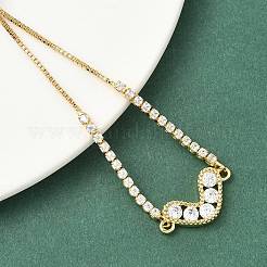 Heart Brass Micro Pave Cubic Zirconia Slider Bracelets&nbsp;BJEW-K248-02G