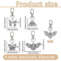 32Pcs 4 Styles Alloy Pendant Decorations&nbsp;HJEW-FH00120