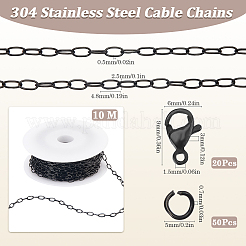 10M Ion Plating(IP) 304 Stainless Steel Paperclip Chains wih 50Pcs Open Jump Rings with 20Pcs  Lobster Claw Clasps&nbsp;FIND-SC0012-56C