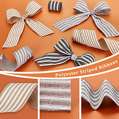 3 Rolls 3 Colors Polyester Striped Ribbons&nbsp;OCOR-GA0001-87