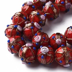 Handmade Gold Sand Lampwork Beads Strands&nbsp;LAMP-T017-05F