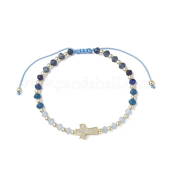 Dyed Natural Malaysia Jade Rondelle Beaded Braided Bead Bracelets&nbsp;BJEW-JB13395-02
