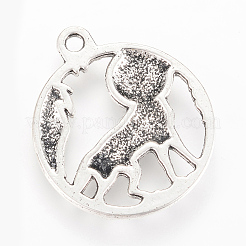 Tibetan Style Alloy Howling Wolf Pendants&nbsp;X-TIBEP-Q064-12AS-RS
