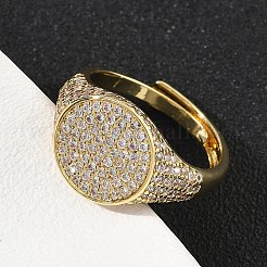 Brass Micro Pave Cubic Zirconia Cuff Rings for Women&nbsp;RJEW-A069-13G-03
