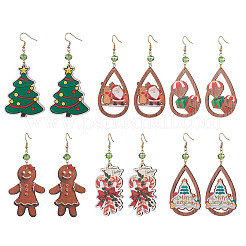 Christmas Printed Wood Dangle Earrings&nbsp;EJEW-JE06519