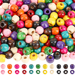 165Pcs 11 Colors Dyed Natural Maple Wood Beads&nbsp;WOOD-PA0001-61B