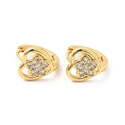 Cubic Zirconia Heart with Star Hoop Earrings&nbsp;EJEW-G312-15G-02