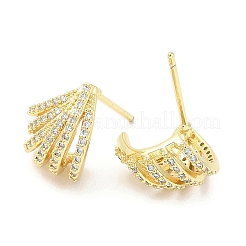 Rack Plating Brass Micro Pave Clear Cubic Zirconia Stud Earrings&nbsp;EJEW-M260-19G