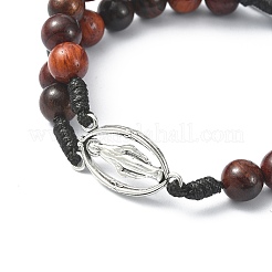 Wood Braided Bead Bracelets&nbsp;BJEW-TA00277