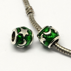 Alloy Enamel Rondelle Large Hole European Beads&nbsp;MPDL-R036-42