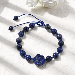 Adjustable Natural Lapis Lazuli Beads Braided Bead Bracelets for Women&nbsp;BJEW-L713-A04