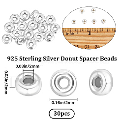 30Pcs Donut 925 Sterling Silver Spacer Beads&nbsp;STER-BBC0005-43S