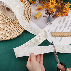 Polyester Jacquard Flower Ribbon for Clothing Accessories&nbsp;OCOR-WH0090-73A