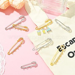 8Pcs 8 Styles Iron Rhinestone Safety Pins&nbsp;FIND-CJ0004-92