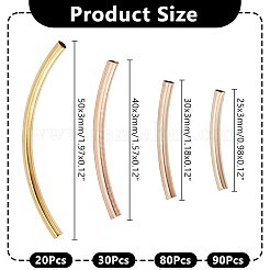 220Pcs 4 Styles Brass Smooth Curved Tube Beads&nbsp;KK-AR0004-49