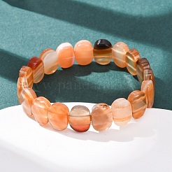 Dyed & Heated Natural Banded Agate Faceted Beaded Stretch Bracelets for Women&nbsp;BJEW-K251-07I
