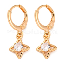 Brass Micro Pave Clear Cubic Zirconia Leverback Earrings&nbsp;EJEW-K300-44G