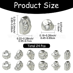 24Pcs 6 Styles Hammered 304 Stainless Steel Beads&nbsp;STAS-YW0011-32