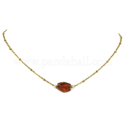 Gradient Color Natural Amber Nuggets Bead Pendant 304 Stainless Steel Satellite Chain Necklaces for Women&nbsp;NJEW-JN06063