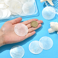 60pcs Flat Round Capiz Shell Pendants&nbsp;SSHEL-SC0001-49