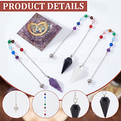 3Pcs 3 Style Natural Gemstone Hexagonal Pointed Dowsing Pendulums&nbsp;HJEW-GL0001-07