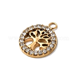 304 Stainless Steel Micro Pave Rhinestone Pendants&nbsp;STAS-G369-11G