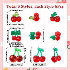30Pcs 5 Styles Transparent Acrylic & Resin Pendants&nbsp;OHAR-SC0001-15