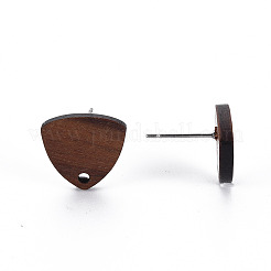 Walnut Wood Stud Earring Findings&nbsp;X-WOOD-S054-47