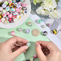 100Pcs 20 Colors Printed Round Silicone Focal Beads&nbsp;SIL-PA0001-41