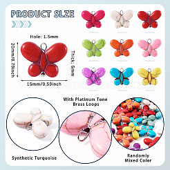 35Pcs Synthetic Turquoise Dyed Butterfly Charms&nbsp;PALLOY-TAC0120