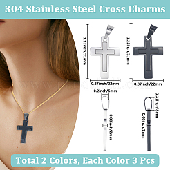 6Pcs 2 Colors 304 Stainless Steel Pendants&nbsp;STAS-BBC0007-34