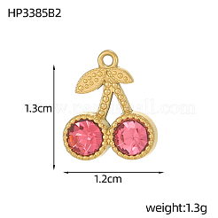304 Stainless Steel Pave Pink Cubic Zirconia Charms&nbsp;CU-OY001-42G