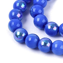 Electroplate Opaque Glass Beads Strands&nbsp;EGLA-Q132-6MM-01C-15