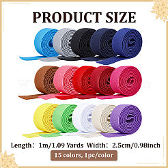 15Pcs 15 Colors Flat Polyester Elastic Cord&nbsp;SRIB-ME0001-20B