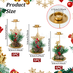 3Pcs 3 Styles Christmas Theme Iron & Plastic Candle Holder&nbsp;AJEW-OC0014-47