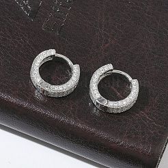 Brass Micro Pave Cubic Zirconia Hoop Earrings for Women&nbsp;EJEW-A167-19P-02