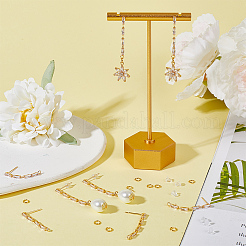 6Pcs Brass Pave Clear Cubic Zirconia Rectangle Tassel Stud Earring Findings&nbsp;DIY-CN0002-77