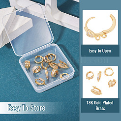 12Pcs 6 Styles Brass Micro Pave Cubic Zirconia Hoop Earring Finding&nbsp;KK-TA0002-57