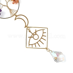 Natural Green Aventurine & Lapis Lazuli & Amethyst & Olive Jade & Topaz Jade & South Red Agate & Glass Tree of Life Suncatcher&nbsp;HJEW-TA00486