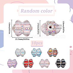 10Pcs Polymer Clay Pave Rhinestone Rectangle Beads with Resin Heart&nbsp;CLAY-SC0002-13