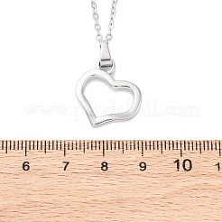 Hollow Heart 304 Stainless Steel Pendant Necklaces&nbsp;NJEW-H059-16P