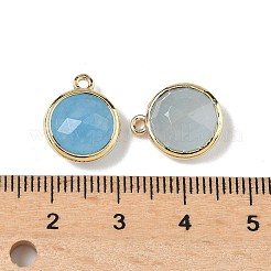 Dyed Natural White Jade Faceted Flat Round Charms&nbsp;G-U028-03G-10
