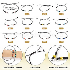 11Pcs 11 Colors Black Waxed Polyester Braided Cord Bracelet Making&nbsp;AJEW-TA00029