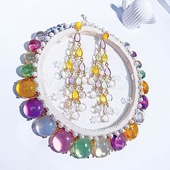 Alloy & Transparent Acrylic Link Chain Necklaces & Stud Dangle Earrings Sets&nbsp;WGB9BD2-12