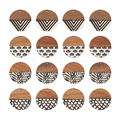 16Pcs 4 Styles Resin & Walnut Wood Pendants&nbsp;RESI-CW0001-13